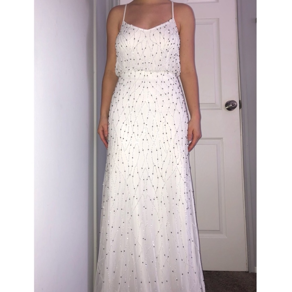 Adrianna Papell white beaded gown. US size 2!